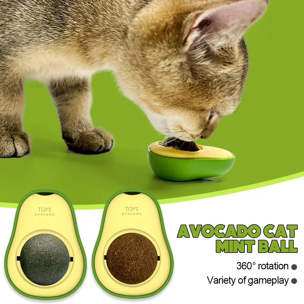 360° Rotation Cat Toy Cute Avocado Cat Mini Ball Cat Mint Cat Training Kitten Nutrition Energy Ball Cat Supplies Cat Catnip Ball