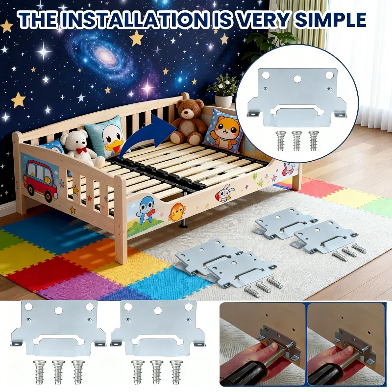 

4PCS Mounting Brackets with Screws Fit Skorva Trysil Hemnes Malm Brimnes Bed Camping Outdoor Caravan Accessories