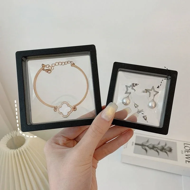 

Mini Black PE Film Jewelry Storage Box Women Ring Earrings Necklace Display Holders Organization Portable Jewelry Organizer Box