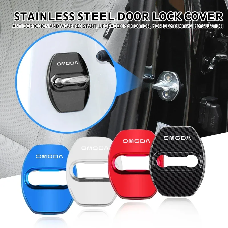 4PCS Fashion Stainless Steel Car Covers Door Lock Protecting Cover For Chery Omoda 5 C5 fx 7 8 Pro Plus 7 EV PRO PHEV FX