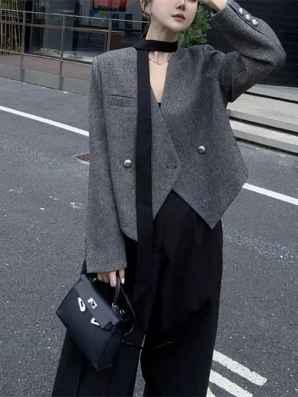 

Винтажный женский костюм-жакет с дизайном Sa, стройнящий, во французском стиле, повседневный, для работы, собеседования, бизнеса, свадьбы