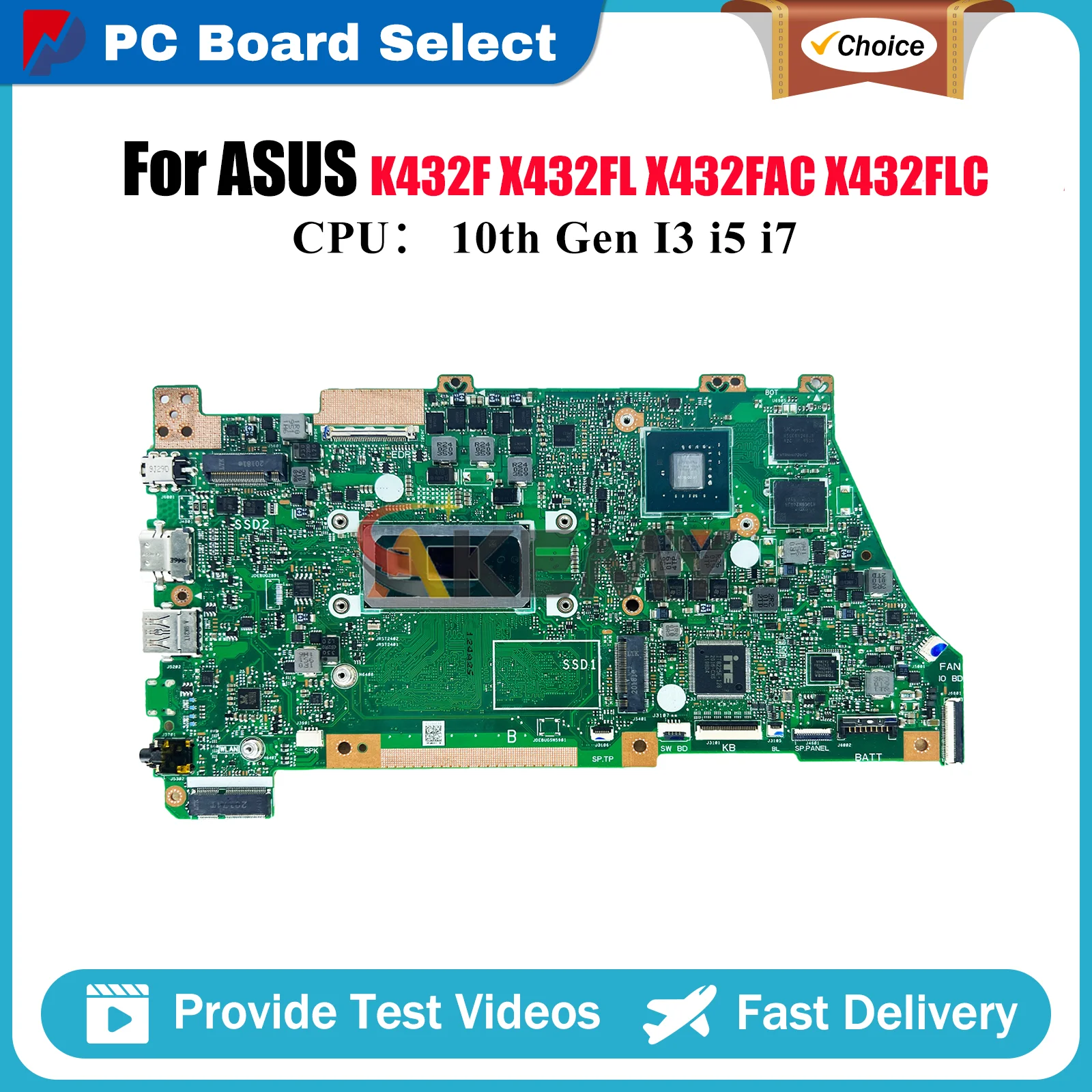 

Материнская плата для ноутбука X432FL для ASUS VivoBook X432F V432F X432FL X432FAC K432F S432F X432FLC с процессором 10-го поколения I3 i5 i7