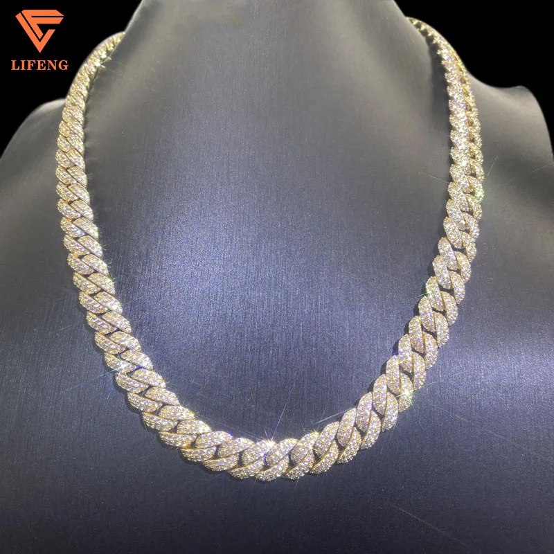 Fashion 925 Sliver Gold Plated Diamond Cuban Link Chain Jewelry Men Iced Out Moissanite Cuban Bracelet