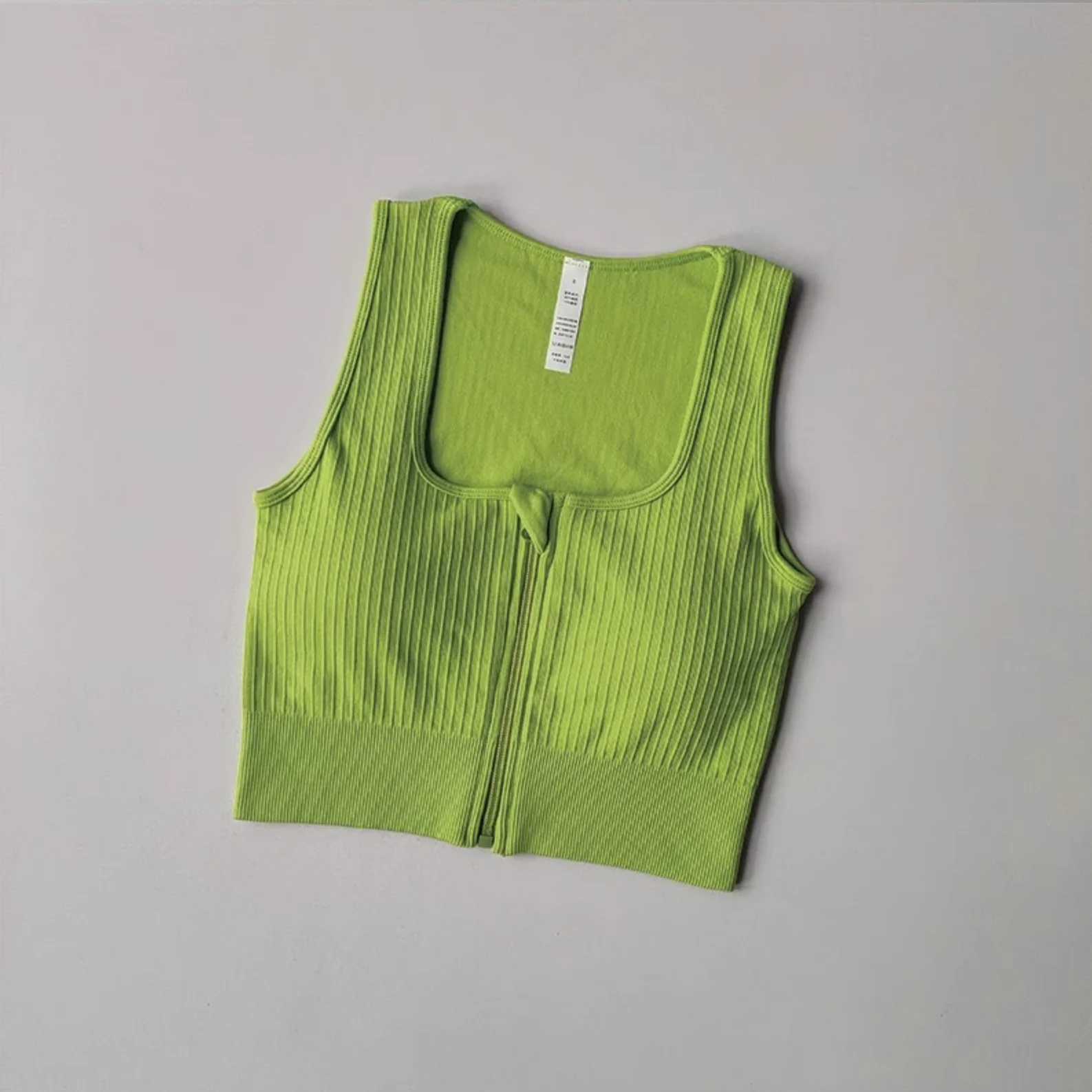 

New front zipper sports vest with coaster yoga beautiful back shockproof gathered running high intensity training bra