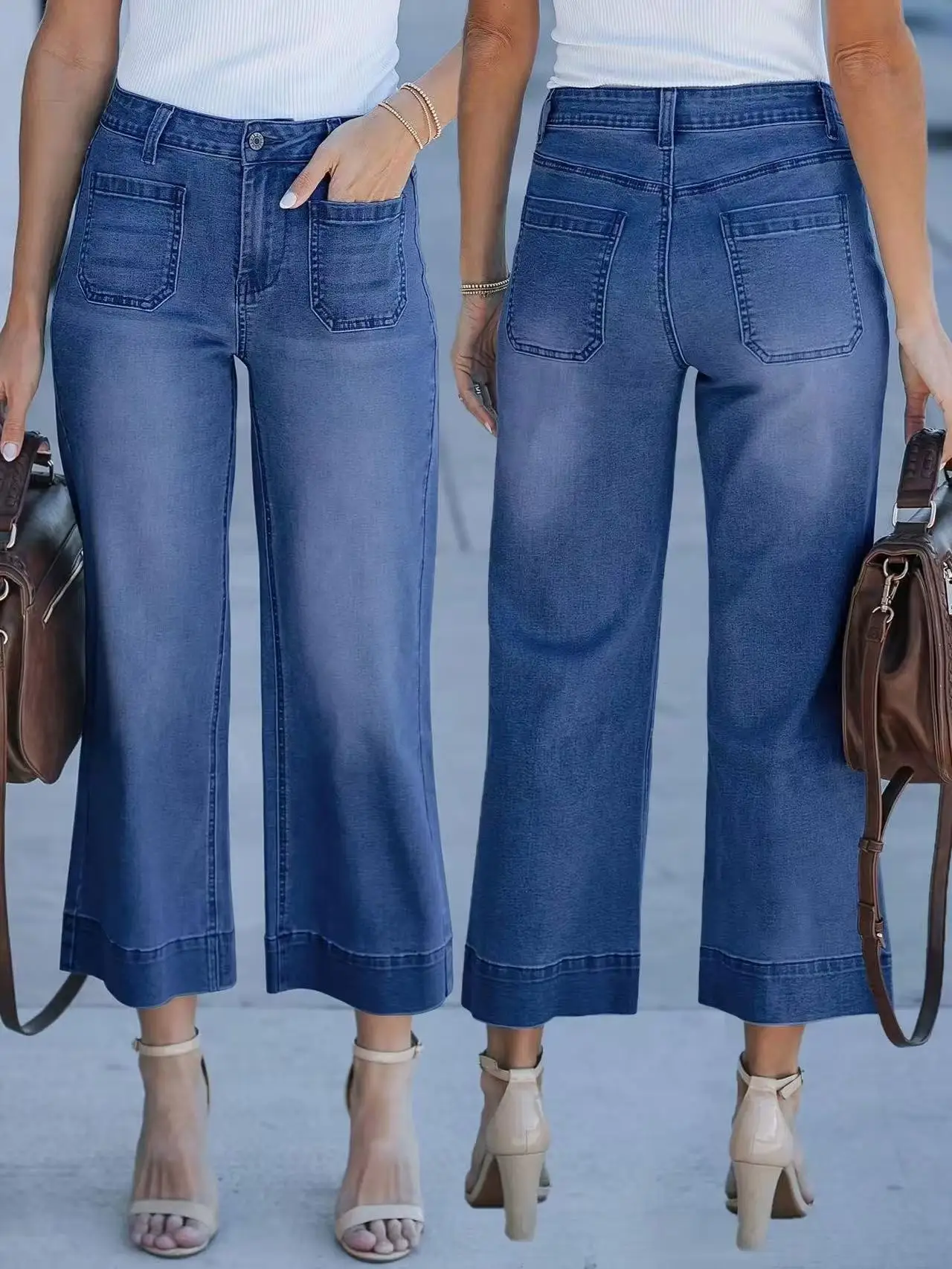 

Женские прямые джинсы с 9 точками из денима — классический и универсальный стиль для повседневного комфорта