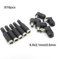 DC male female Power Connector Plug Right angle 5.5MM * 2.5MM / 2.1MM 5521 Jack Socket Adapter straight 90 Degree 5.5*2.5MM p1
