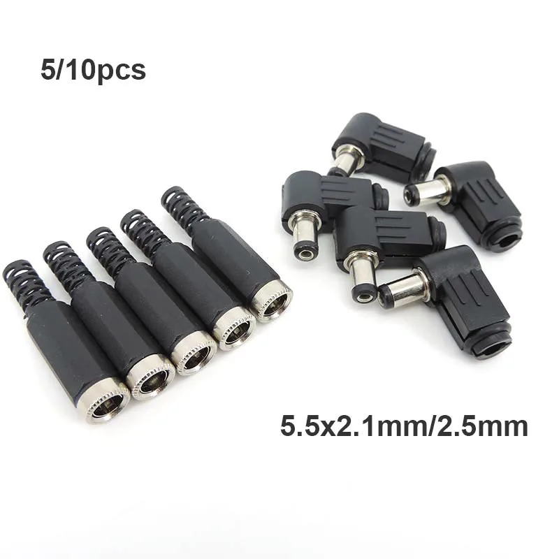 DC male female Power Connector Plug Right angle 5.5MM * 2.5MM / 2.1MM 5521 Jack Socket Adapter straight 90 Degree 5.5*2.5MM p1