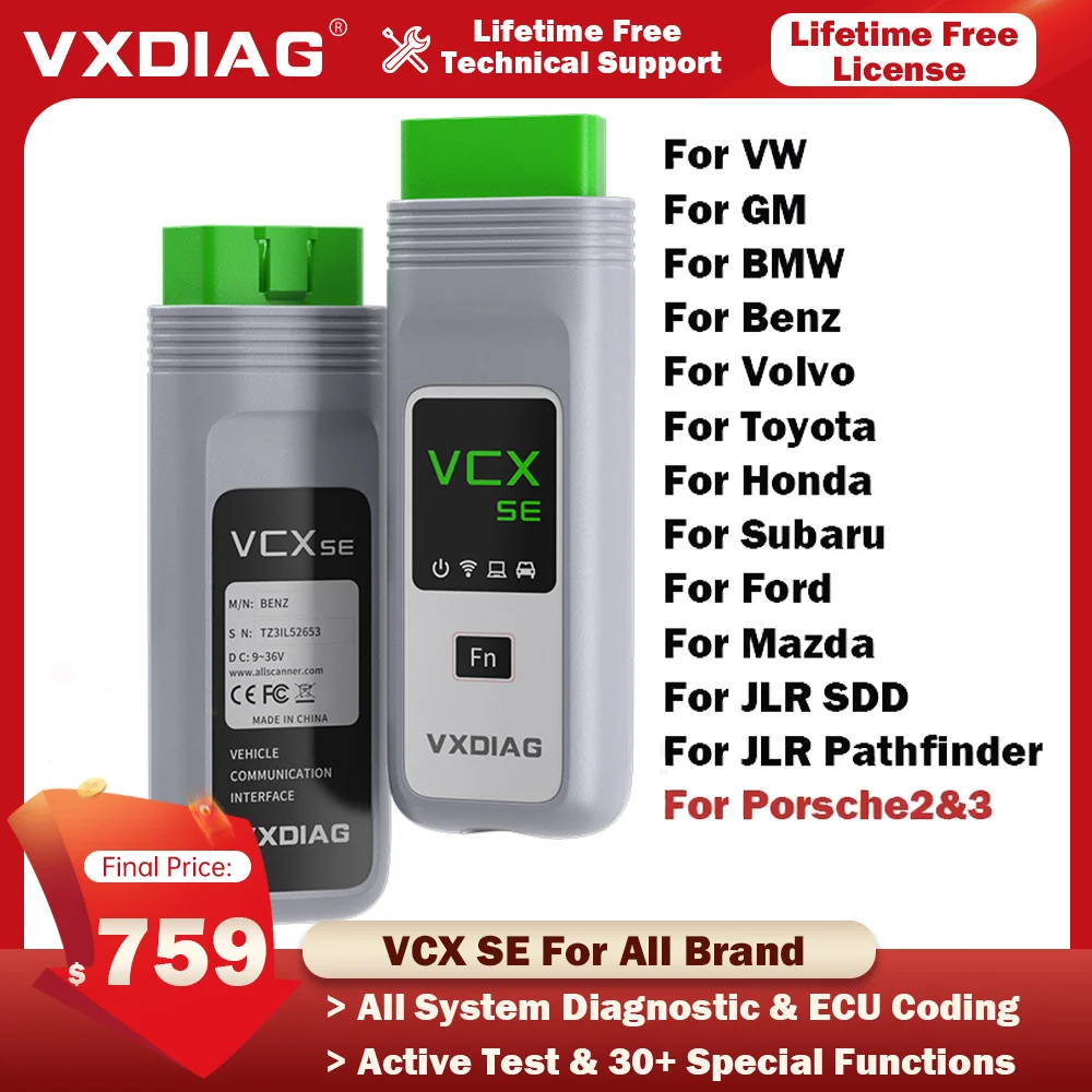 VXDIAG VCX SE For All Brand ECU Coding Programming For Porsche 3 Automotive Diagnostic Tools For Benz/BMW//JLR DOIP OBD2 Scanner