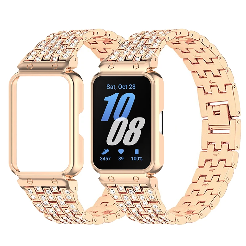 Diamentowa bransoletka do Samsung Galaxy Fit 3, etui ochronne na pasek, metalowa osłona na pasek do zegarka Samsung Galaxy Fit 3, Correas — zdjęcie produktu 2
