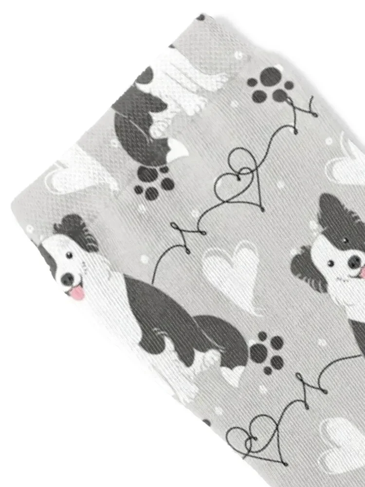 LOVE Border Collie – Schwarz und Weiß 4-Socken, Tennis, Luxus, Sport, Kinder, Mädchensocken, Herren