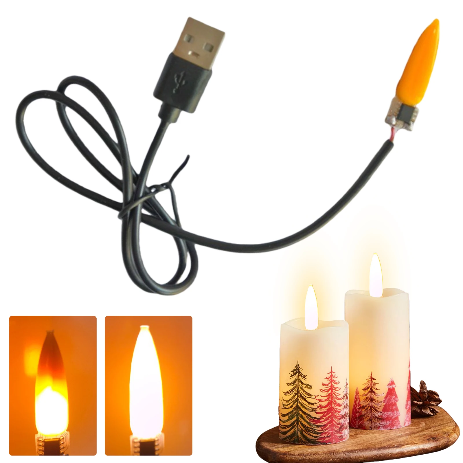Irregular Lamp Atmosphere Chip with Usb Interface LED Flicker Effect Wick Simulation Candle Lamp Decoration Light Accessories