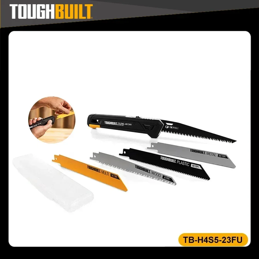 TOUGHBUILT TB-H4S5-23FU 5-in-1 Folding Jab Saw + 4 Blades Saw Blades Designed to Cut Wood, Plastic, Metal, and Drywall Materials