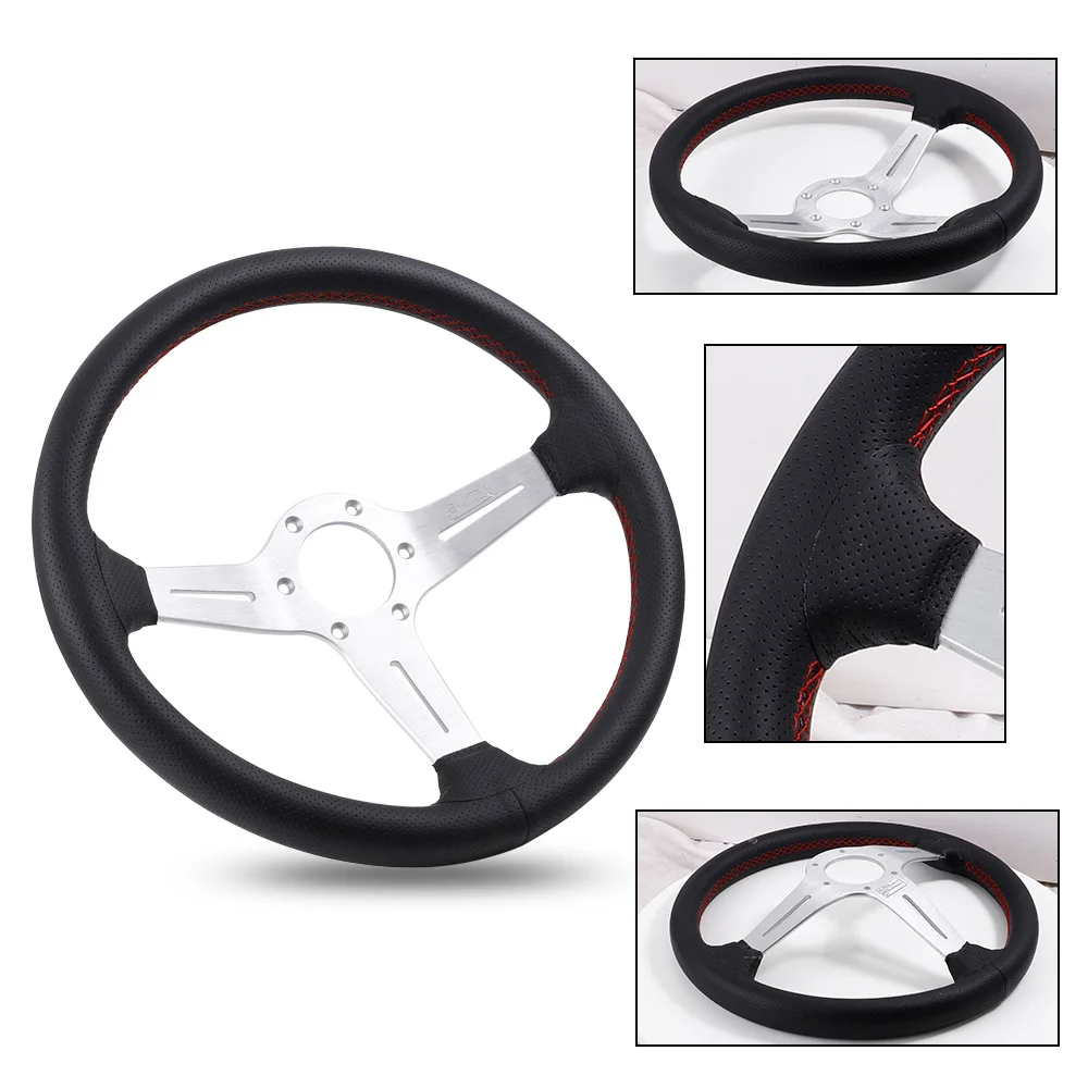 14Inch(350mm) Steering Wheel Leather Perforated Wheels Light Weight Racing/Game Wheel PCD=6x74mm