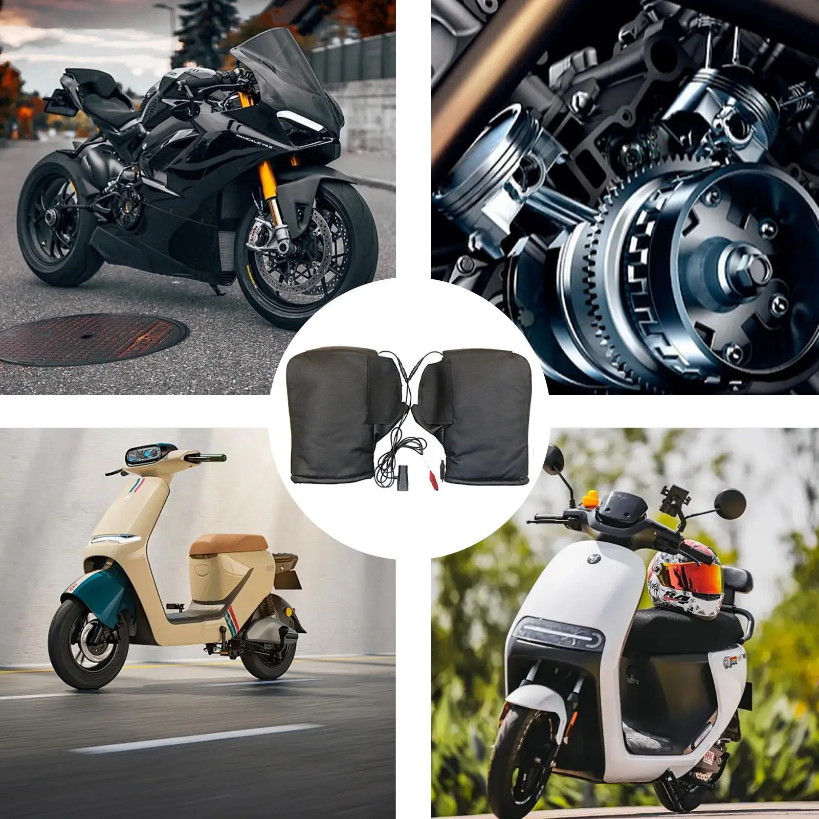 

Motorcycle Handlebar Mitts Electric Waterproof Thermal Heated ATV Handlebar Warm Muffs For Men Riders Commuting Riding Touring