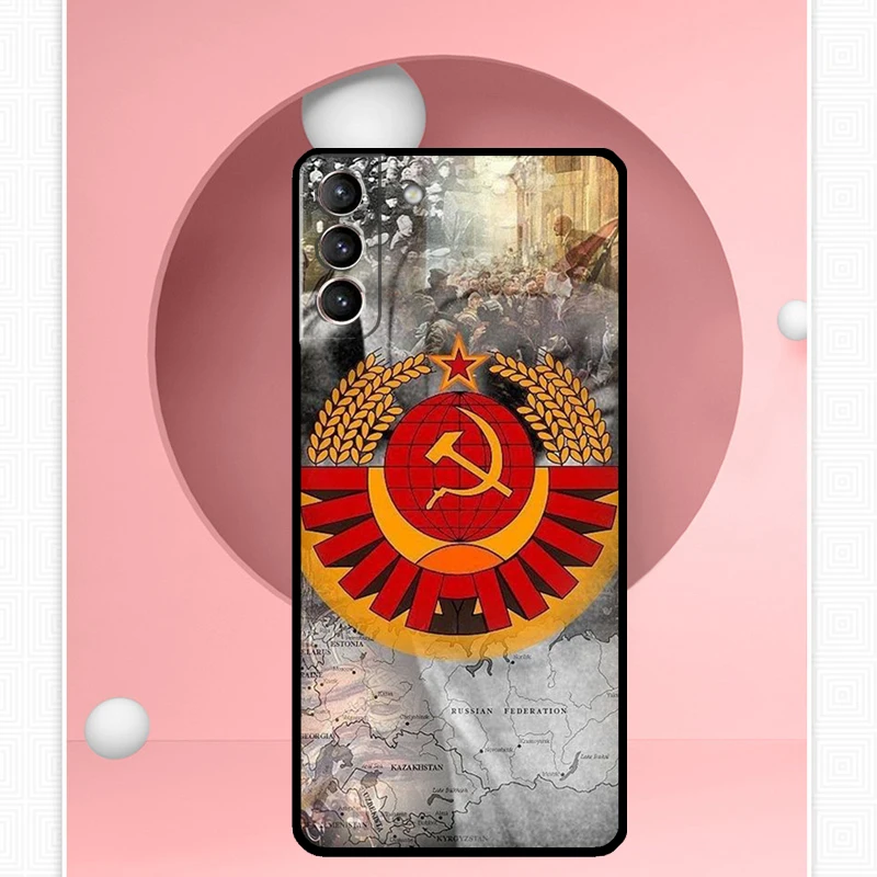 USSR Flag Soviet Union Case For Samsung Galaxy S22 S23 S24 Ultra Note 20 10 S8 S9 S10 Plus S21 S20 FE Soft Cover image 4