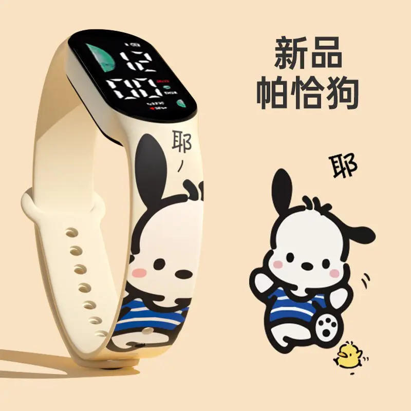 Accessories Pochacco Watch Kuromi Watches Cinnamoroll Electronic Clock Led Anime Figure Toy Student Children Gift Boy Kid