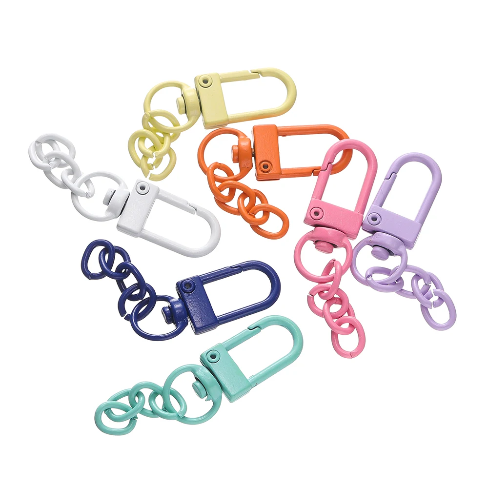 10 teile/los Schlüsselring Karabinerverschluss Frühling Schnalle Mit Ketten Farbige Schlüsselanhänger Für DIY Schmuck Machen Schlüssel Ring Haken Taschen Schnalle – Detail 3