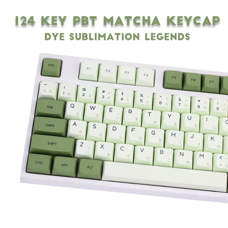 124 Keys Matcha Dye Sub ZDA PBT Keycap Japanese Korean Russian For Mechanical Keyboard MX Ansi GH60 SP84 ID80 61 GK64 68 87 96