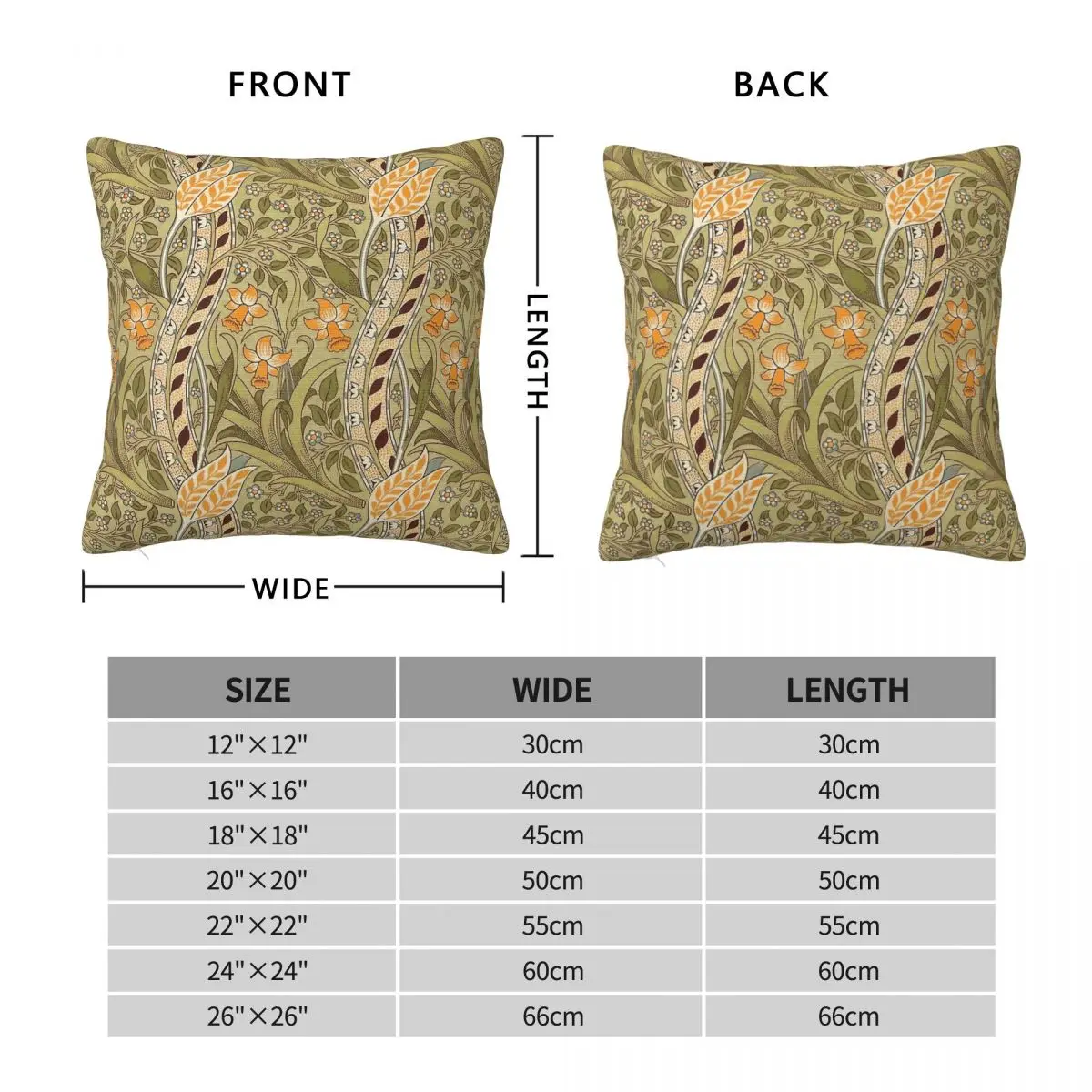 William Morris Daffodil Garden Flower Square Pillowcase Polyester Linen Velvet Printed Zip Decor Throw Pillow Home Cushion Case