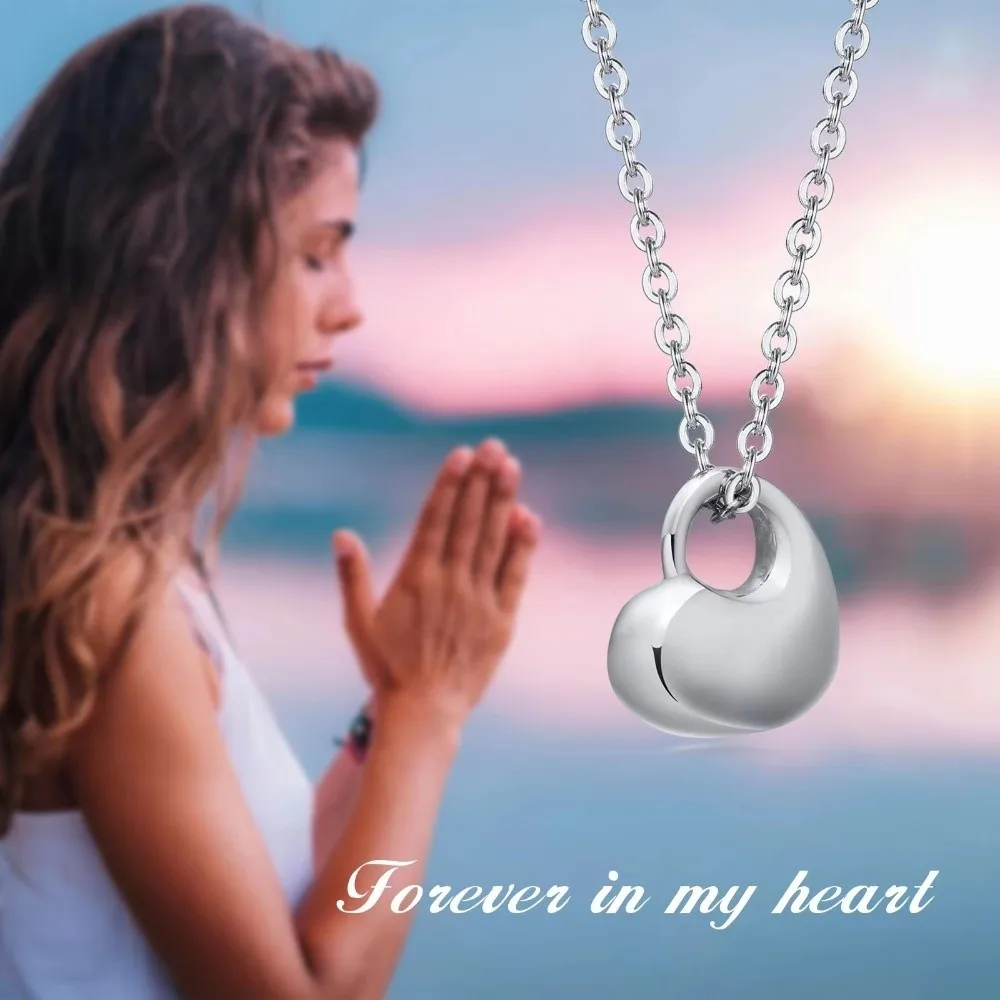 Openable Ashes Urn Pendant Stainless Steel Glossy Memorial Urn Heart-shaped Cremation Jewelry Funeral Cremation Accessories