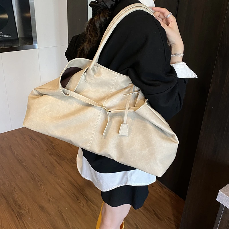 

Hot Trendy Solid Color Fashion PU Large Capacity Shoulder Bags for Women 2026 Hot Sale Stylish Design Super Cool Casual Tote Bag