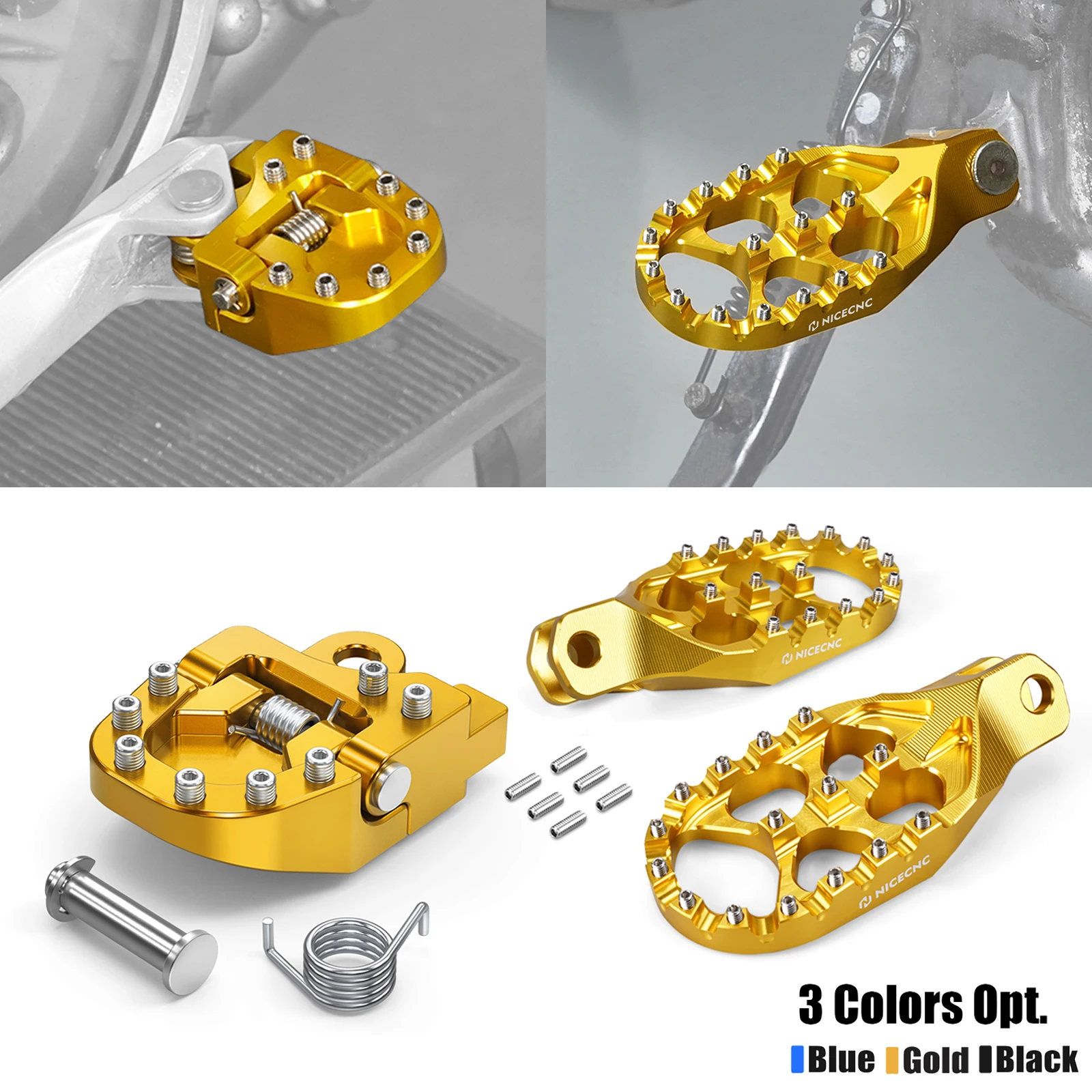 

NICECNC For Suzuki DR-Z 400S 2000-2024 DR-Z 400SM 2005-2024 DRZ400S DRZ400SM Foot Pegs Folding Brake Pedal Tip Extension Plate