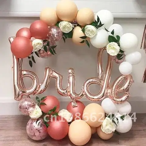 Gold Rose Script Bride to be Ring Balloons Wedding Bridal Shower Just Married Foil Balloons Hen Bachelorette Party Decorations