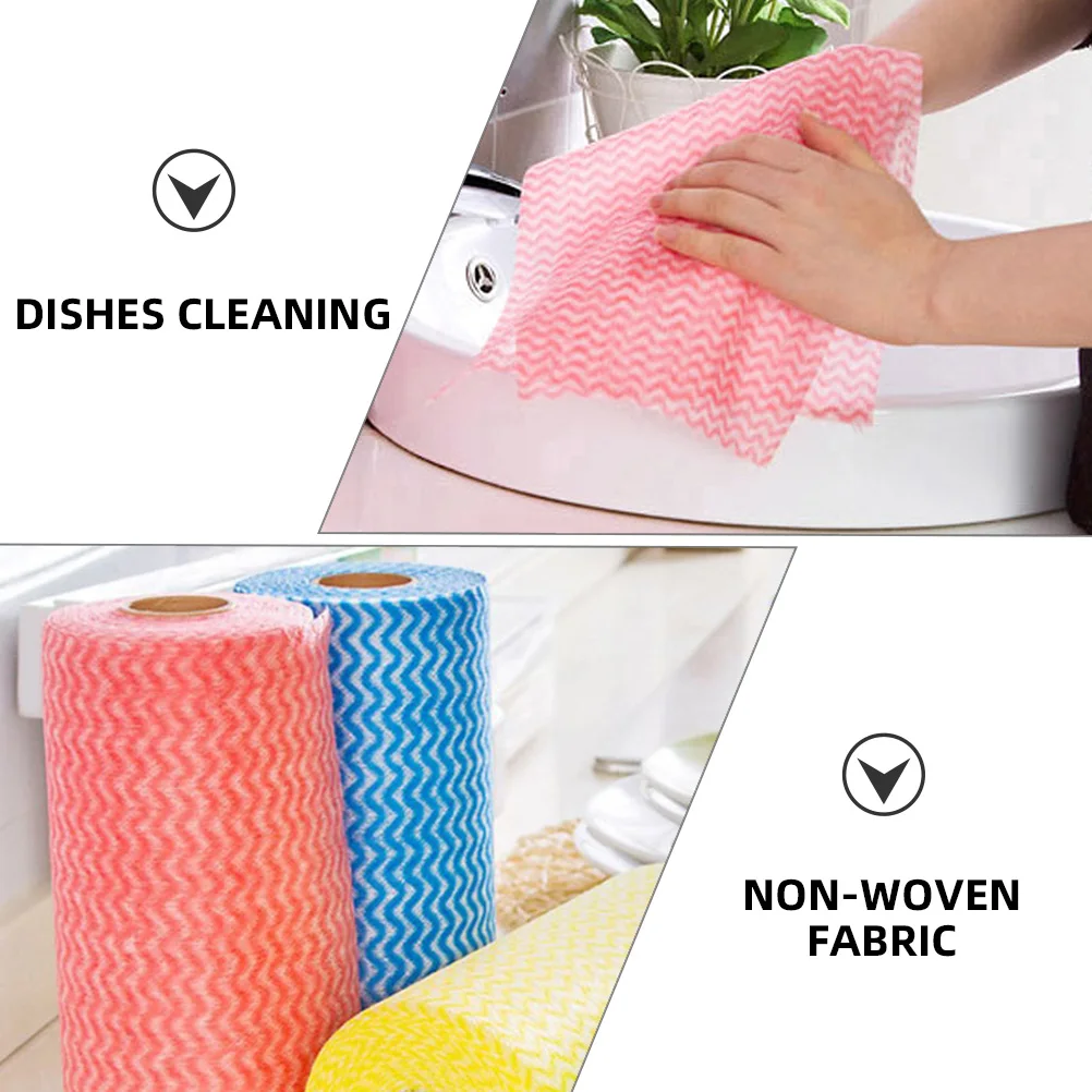 

2 Rolls Disposable Rag Towel Utility Towels Washcloths Clean Kitchen Dish Dishwashing Wipes Non-woven Fabric for Cleaning