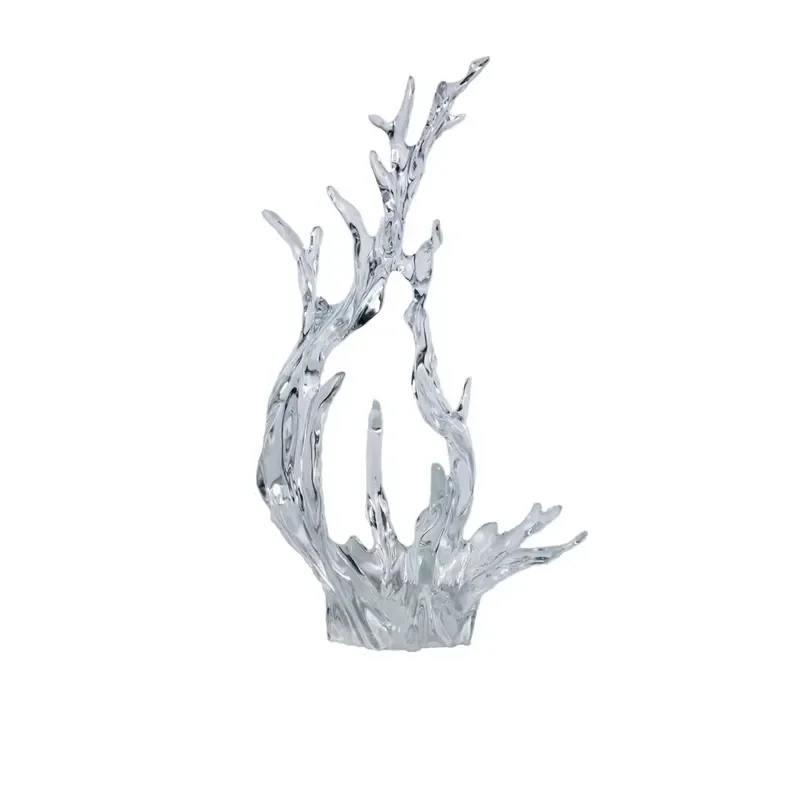 Modern Abstract Resin Sculpture Transparent Crystal Art Statue Water Spray Poly Stone Desktop Home Decor Contemporary Gift