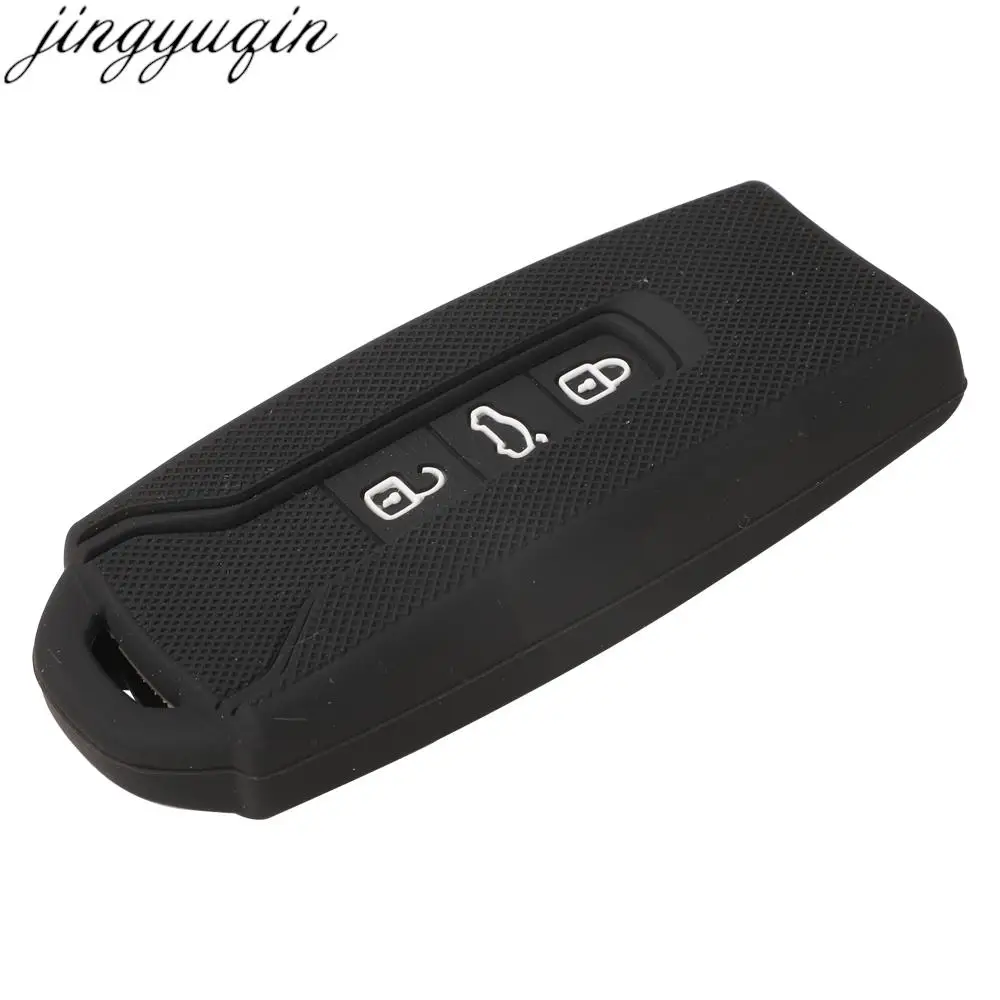 Jingyuqin 3 Buttons Remote Car Key Cover Silicone Case For Volkswagen VW Touareg Teramont Tiguan Tharu 2017-2022 With Word