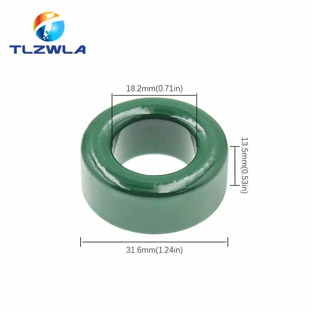 Núcleo de ferrita toroide de hierro verde, 1 piezas, 31x19x13mm, ampliamente utilizado en inductores, transformadores de potencia, transformadores