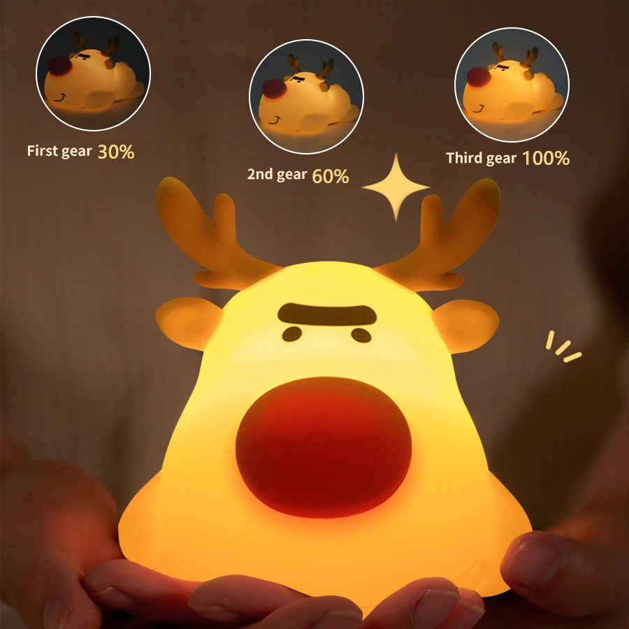 Christmas Creative Reindeer Night Light Holiday Ambience Ornament Light Warm Light Cozy Life Sleeping Companion Children's Gift