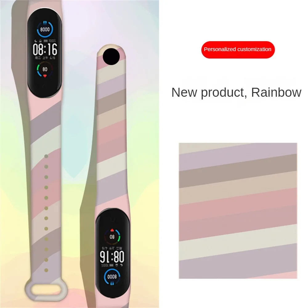 ل Mi Band 7 6 5 حزام استبدال سوار ل شاومي Miband 7/6/5 العالمي سيليكون سوار المعصم حزام Morandi نمط سوار