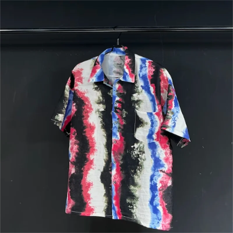 Oryginalny projekt sylwetka tie dye gradient koszula z krótkim rękawem dla mężczyzn i kobiet ten sam wzór tęczy koszula niestandardowa