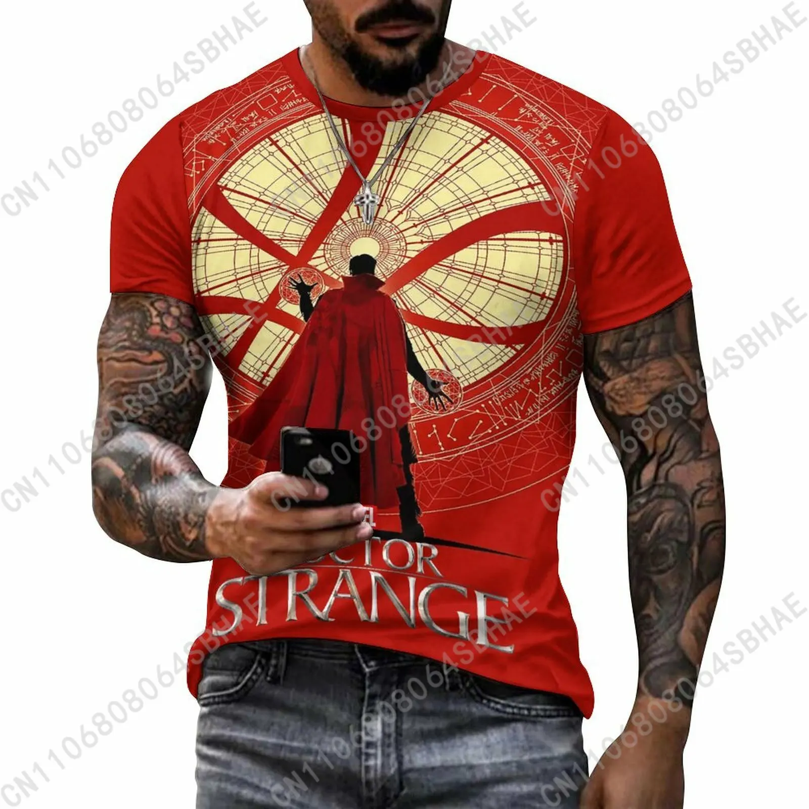 

Marvel Doctor Strange Custom Pattern Men's Cotton T-Shirt Short Sleeve Tee Men Tops Personalized Tshirt Summer Cosplay