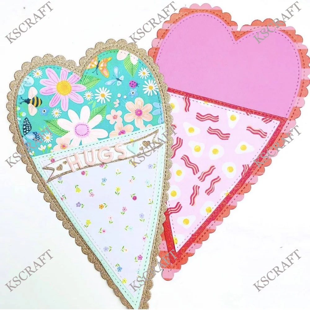 KSCRAFT Prim Heart Pocket Cutting Dies Stencils for DIY Scrapbooking Decorative Embossing DIY Paper Cards