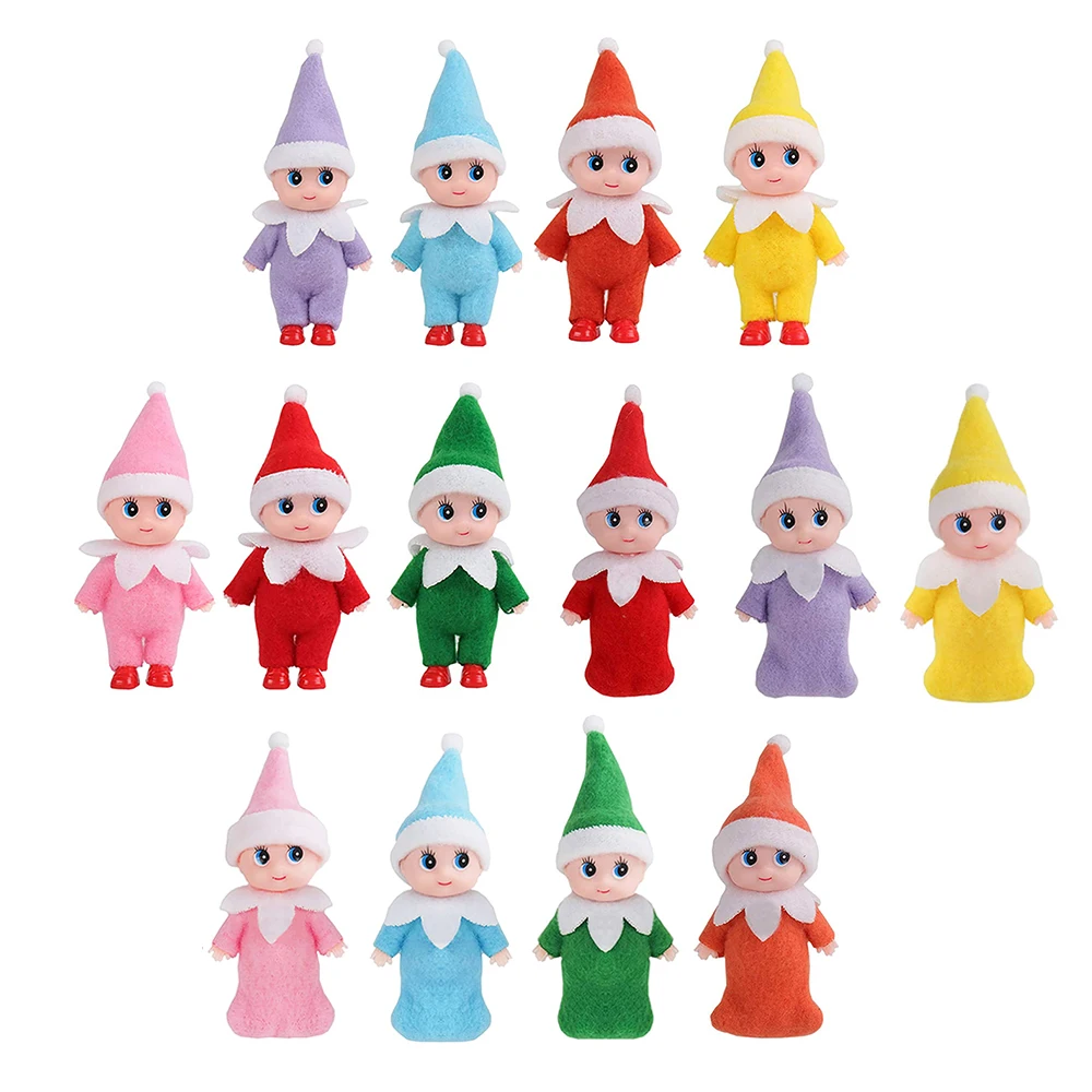 14 PCS Mini Elf Ornaments Set Twins Kindness Tiny Elves Doll Craft Accessories Holiday Xmas Gifts Decorative Collectible Figurines Christmas Decorations