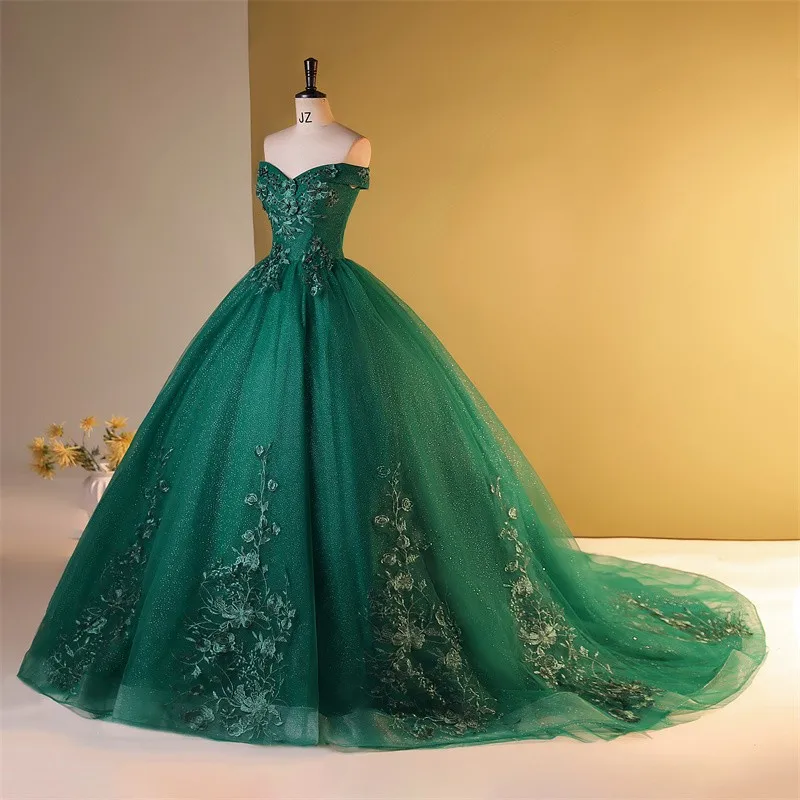 2024 Vestidos Sweet Flower 15 Quinceanera Dresses Party Dress With Train Real Photo Ball Gown Dresses For Quinceanera Cusotmized