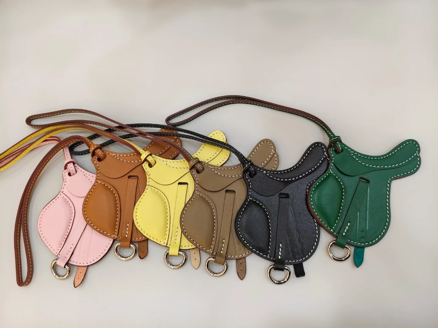 

Genuine Leather Lovely Saddle Bag Charm Hanging Decoration Ornament For Handbag Backpack Car Purse Key Chain 7 Colors