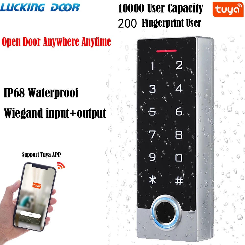 

WIFI Tuya APP Door Lock Fingerprint Access Control Standalone RFID Keypad 125Khz RFID Card Door Entry Waterproof