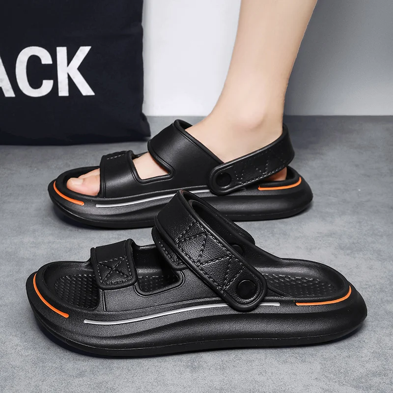 Men's Summer Outdoor Anti-Slip Thick Bottom Driving Sports Beach Sandals Slip-On Casual Flat EVA Slippers Comfortable Wear