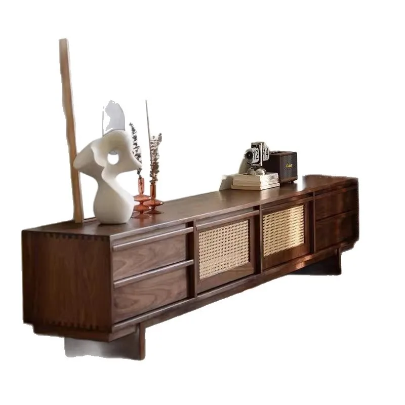 Medieval audio-visual cabinet wabi sabi retro black living room floor cabinet