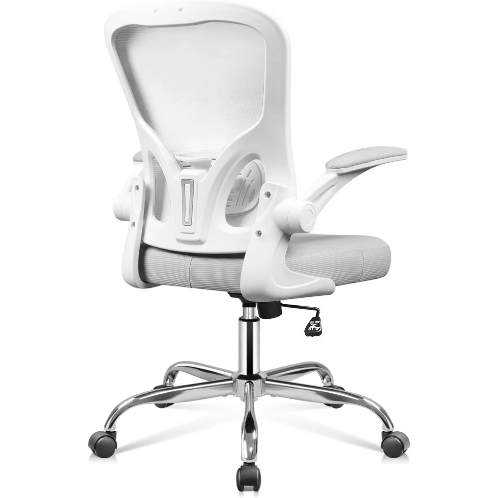 

Office Chair Ergonomic Computer Desk Chair with Flip-up Armrests, Comfy Mesh with Adjustable Lumbar Support, White