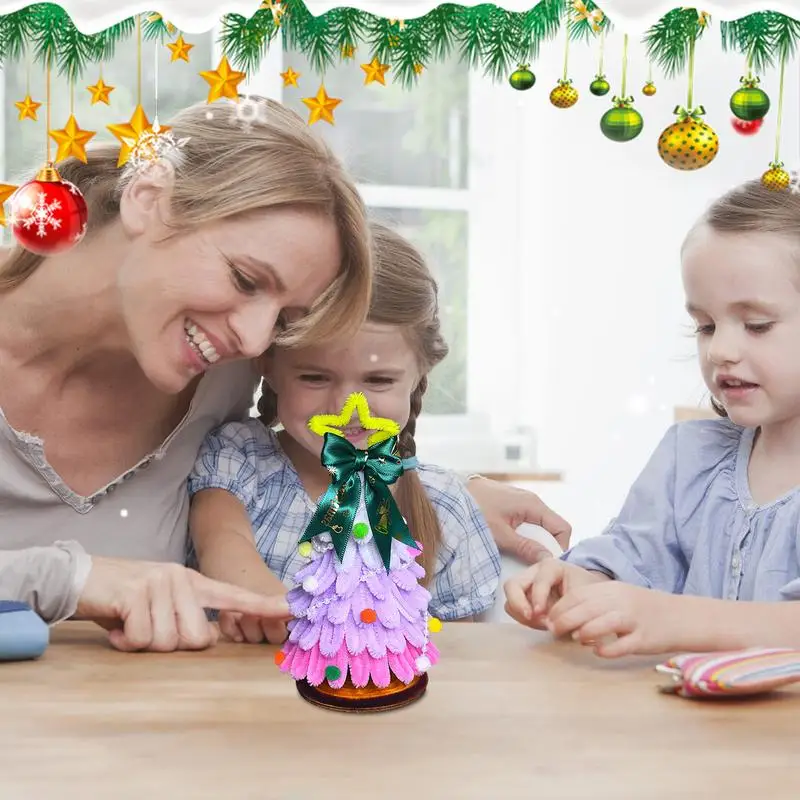 3D Christmas Tree Craft Kit Toddler Christmas Tree With Lights Ornaments Decoration For Kids Christmas Crafts Card Making Kit