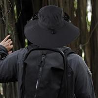 New UPF 50+ Outdoor Wide Brim Sun Hat Waterproof Breathable with 2 Solar Fan Bucket Hat Fishing Hat Sun Bucket Hat for Men Women
