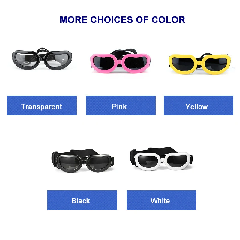 Fashion Foldable Pet Dog Sunglasses New Pink Waterproof UV Protection Goggles Adjustable Strap Outdoor Cycling Dogs Accessories