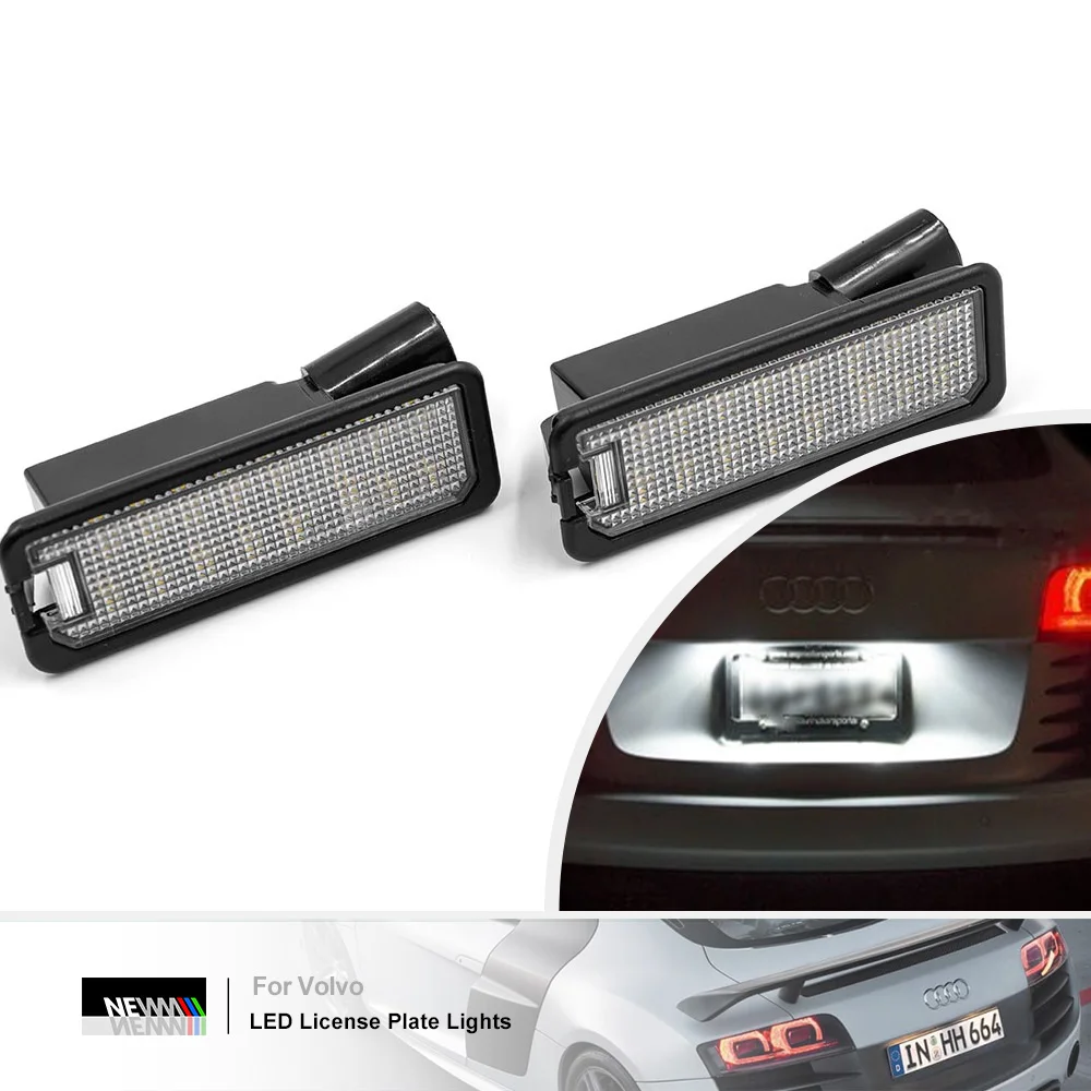 2Pcs LED License Plate Lights for Audi R8 2007 2008 2009 2010 2011 2012 Rear Tag Lamps Auto Parking Lights Registration Lights