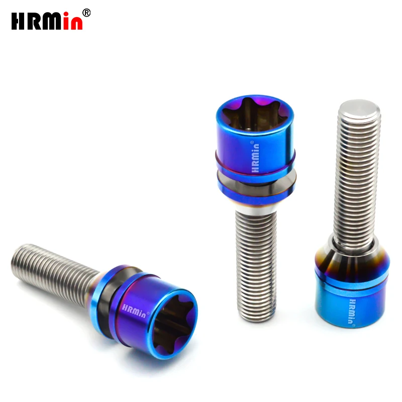 HRmin Gr5 titanium Wheel Screw bolt M14x1.5x28-45mm Torx with Free cone washer car