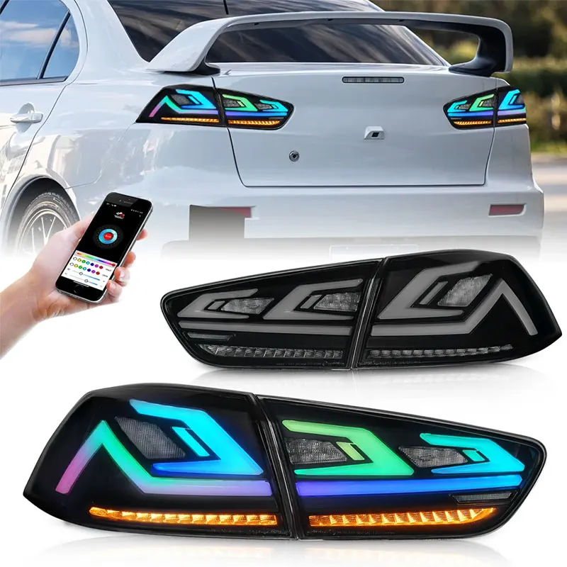 For Mitsubishi Lancer EVO X 2008-2021 RGB LED Taillights Start UP Animation DRL Sequential Signal Tail Light Lamp Assembly