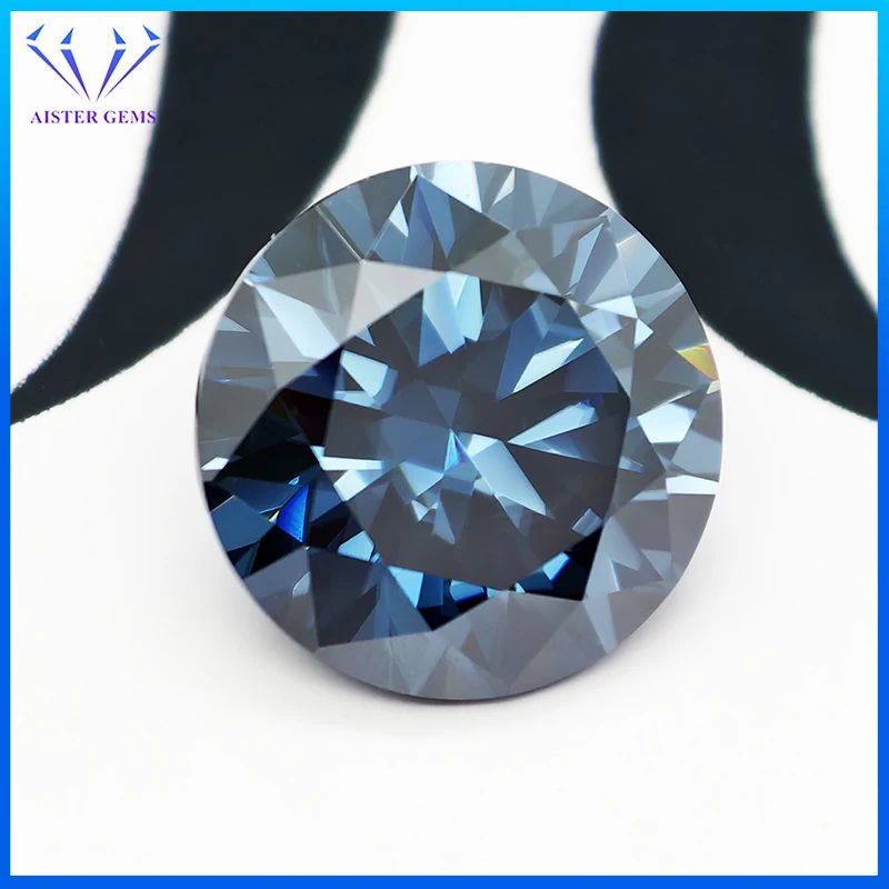 

Natural Blue Color Round Shape Moissanite Stone VVS1 Lab Diamond Pass Diamond Tester with GRA Certificate for Jewerly Making